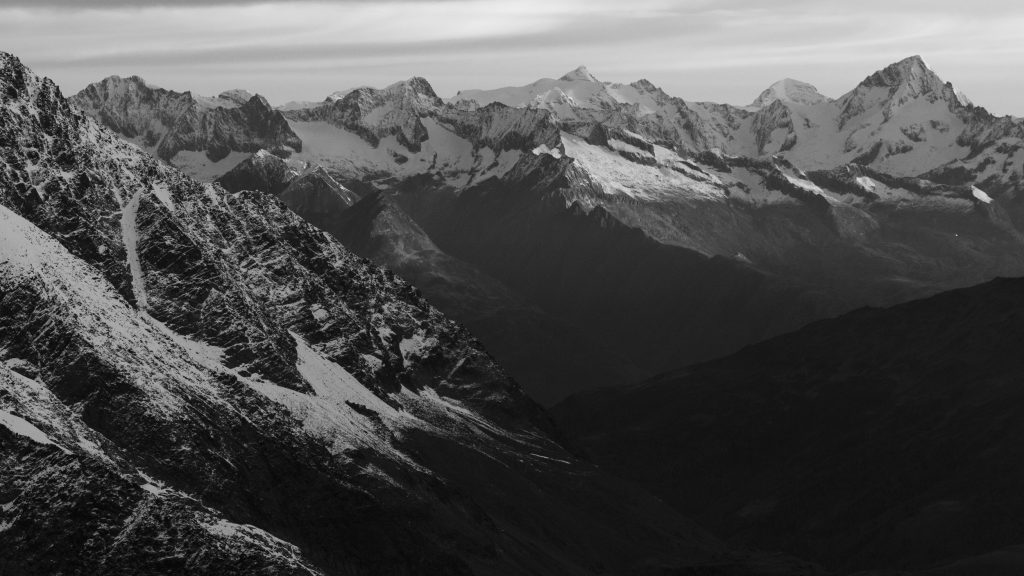 black and white mountains