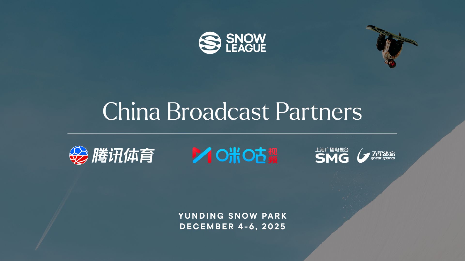 The Snow League Announces China Broadcast and Streaming Partners for Inaugural Asian Event on December 4-6, 2025